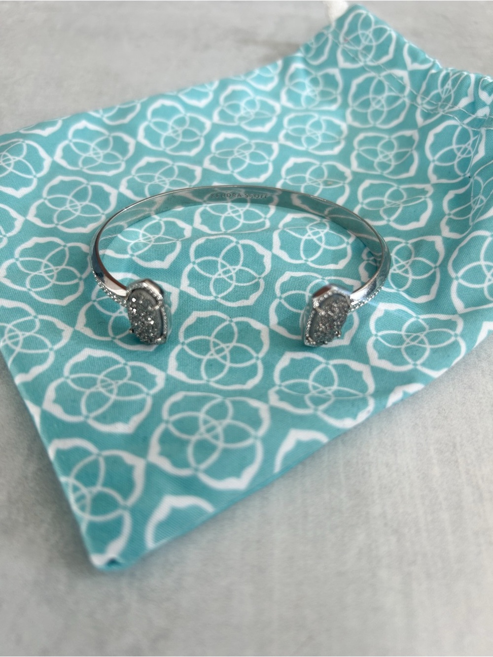 Kendra Scott Elton Silver Cuff Bracelet in Platinum Drusy